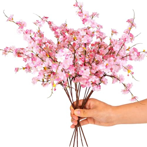 WGXIA 5 Stück KirschblüTen Deko FrüHlings FrüHlingsdeko Innen Kunstblumen Kunstblumen Wie Echt KüNstliche Zweige Cherry Blossom FrüHlingsdeko Innen Deko FrüHling (Rosa - 5 Stück)