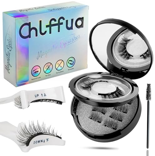 Magnetische Wimpern mit Zange Magnet Wimpern Natürlich Look Magnetic Lashes Set Natural Wimpern Magnetisch ohne Eyeliner Magnetwimpern Wiederverwendbare für Party, Geschenk, Einfach zu Bedienen