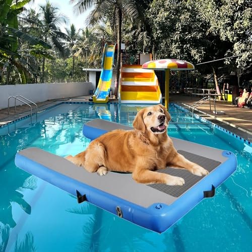 Inflatable Dog Pool Ramp, Waterproof Pet Swimming Ladder, Stable PVC Dock for Small to Large Dogs