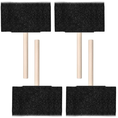 4 pinceles de espuma, cepillo de esponja, juego de pinceles de espuma de 4 pulgadas, lavables, mangos de madera dura, pinceles de espuma para pintura, dibujo, acabado artesanal
