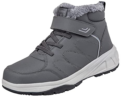 Generisch Winter Boots Men's Snow Boots Lined Winter Boots Soft Sole Bootie Winter Warm Ankle Boots Comfortable Hiking Boots Non-Slip Lightweight Slip On Boots Outdoor Trekking Boots, darkgray, 10 UK