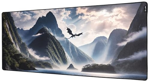 The G-Lab Pad Dragon - Tapis de Souris Gaming XXL 900x400 | Format XXL 900x400mm, Bords Cousus, Surface Polyester Type Control, Base Antidérapante, Motif Dragon Fantasy