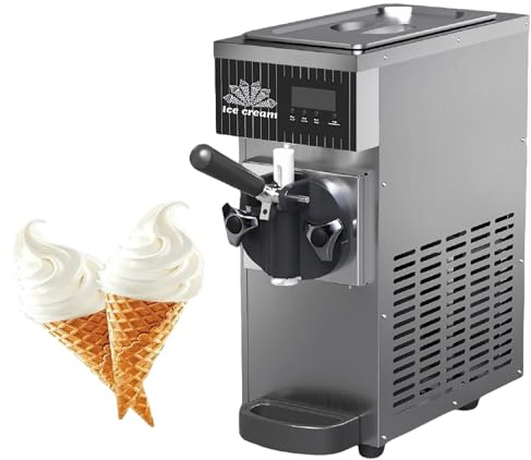 Macchina per gelato soft da banco Gelatiera monogusto in acciaio inox con preraffreddamento Pannello LCD 4-5 kg/h(Stainlesssteel)