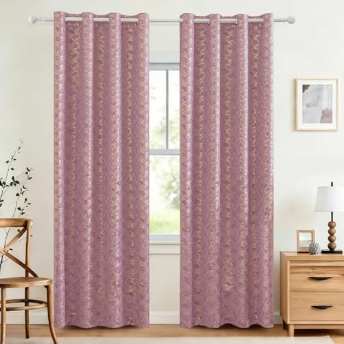 Ystyle Rideau Occultant Velours Lot De 2, 140x280cm, Rideaux Salon Rideau Thermique Isolant Anti Chaud Intérieurs, Rideau Phonique Anti Bruit, Moderne Chambre Maison Dressing, Rose
