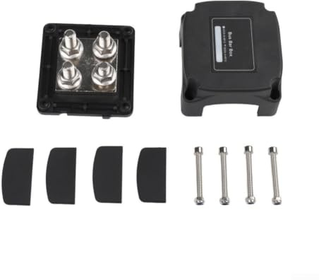 Barra di Distribuzione M10 400A Rosso e Nero, Collettore in Rame e Acciaio 304 per Auto, RV, Barche, Morsettiera Modulare per Sistemi Elettrici 12-48V(M10 black)