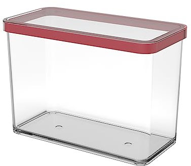 Rotho Loft Contenitore Rettangolare con Coperchio e Guarnizione, Plastica (SAN) senza BPA, Trasparente/Rosso, 2.1 L, 20.0 x 10.0 x 14.2 cm