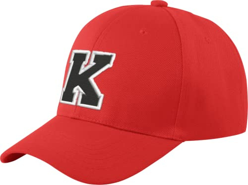 Morefaz New Baseballkeps röd keps pojke flicka barnhatt unisex A-Z alfabet (K)