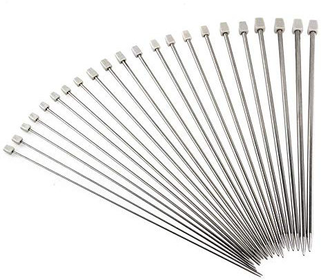 TILY 11 Paare Stricknadeln Rostfreier Stahl Stricknadel Stricknadeln Metall mit unterschiedlicher Größe von 2,0 mm /2.5mm /3.0mm /3.5mm /4.0mm /4.5mm /5.0mm /5.5mm /6.0mm /7.0mm /8.0mm