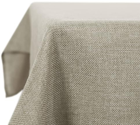 Deconovo Tischdecke Leinenoptik 150x200 cm, Wasserabweisend mit Lotuseffekt, Abwaschbar & Pflegeleicht, Eckig, Fleckschutz für Esstisch & Garten, Leinen