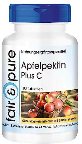 Fair & Pure® - Pectine de Pomme Plus C et calcium - Végan - fibres naturelles - 180 comprimés - emballage pour 2 mois