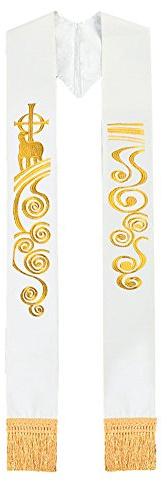 BLESSUME Chasuble Stola paramenti Santo Agnello Ricamo Stola (Bianco #2)