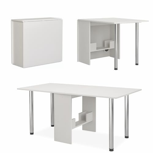 Rodnik Klappbarer Esstisch, Tisch klappbar, 170x81x73cm, Klapptisch platzsparend für Küche, Esszimmer & Büro (Weiss)