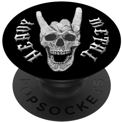 PopSockets Heavy Metal Musik Totenkopf Teufelshörner Zeichen Geschenk PopSockets PopGrip: Ausziehbarer Sockel und Griff für Handys/Tablets mit Tauschbarem Top