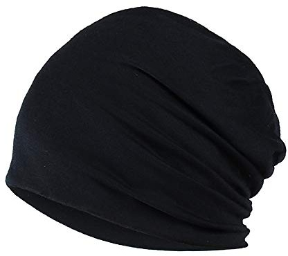YOFASEN Slouchy Beanie mössa – Chemo Cancer huvudbonad av bomull, sovmössa, turban, huvudbonad, stretch, muslimsk huvudduk för kvinnor och män, svart, one size