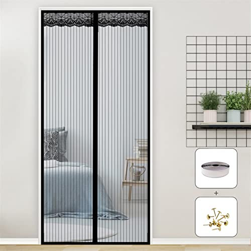AMZERO Magnetic Screen Door for Sliding Glass Door, 75x200cm Walk Through Screen Door Anti Mosquito Bugs Mesh Curtain for Keep Bugs Fly Out, Black