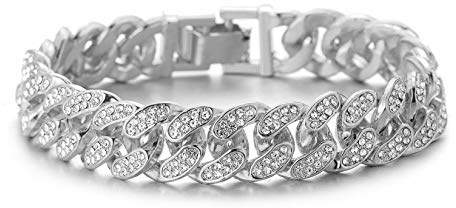 Halukakah Diamant Kubanische Kette Goldkette für Männer,13MM Iced Out 18 Karat Echtvergoldung/Platin Weißgold Überzogen Halsband Halskette Armband,Labordiamanten Hand Eingelegt,mit Geschenkbox