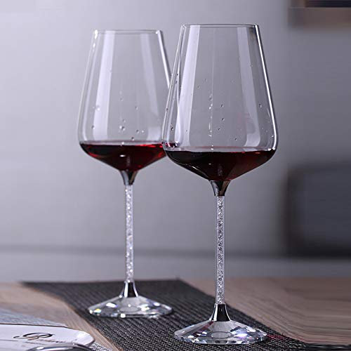 JHM-Gehoben Rot Weinglas Borosilikatglas Weingläser Cup Stiel Mit Strass Gefüllt Funkelnd Ändert Die Farbe Nicht 480 Ml