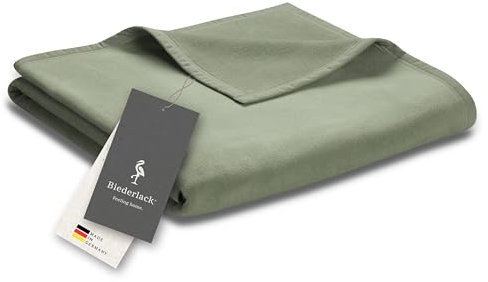 biederlack® Flauschige Kuscheldecke aus Baumwolle & Polyacryl I Made in Germany I Öko-Tex Made in Green I nachhaltig produziert I einfarbige Wohndecke Cotton Uni - Salbei I Sofadecke in 150x200 cm
