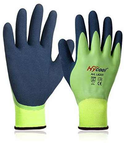 DS Safety Arbeitshandschuhe Herren und Damen - Wasserdichte Gartenhandschuhe mit Schaumlatex und Gummibeschichtung Handschuhe (1 Paar-Grün) Größe 7/S