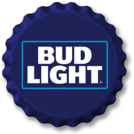 Desperate Enterprises Bud Light Logo geprägte Form Flaschenverschluss – Premium-Aluminiumschild – hergestellt in den USA – 45,7 cm rund