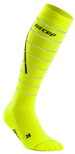 CEP Herren Reflective Compression Socks Tall Laufbekleidung Kompressions-Socken Neon Yellow - Neongelb V
