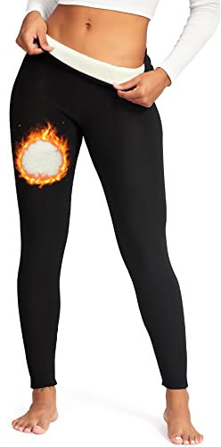 RIOJOY Thermo Leggings Damen Gefütterte Leggings Mit Fleece Verdickte Winter Warme Leggings Hose für Alltag