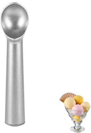 Cuchara de helado portátil de 3 tipos, cuchara de helado antiadherente antiadherente de metal, cuchara de cuchara de aleación de aluminio de 7 pulgadas para helado, masa de galleta(Plata)