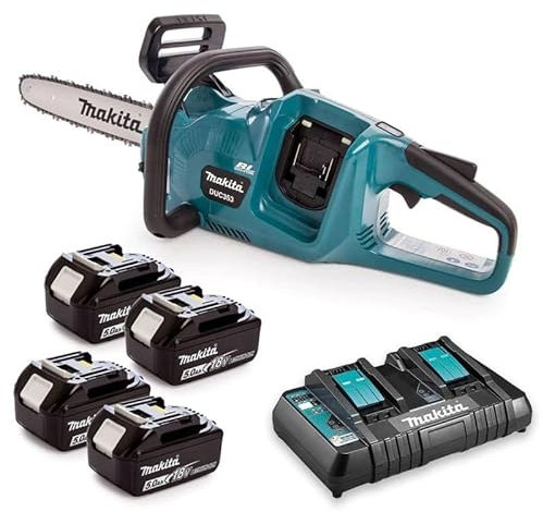 Makita DUC353PT4 Kettensäge 36 V LXT (4 x 5,0 Ah) mit Dual-Ladegerät