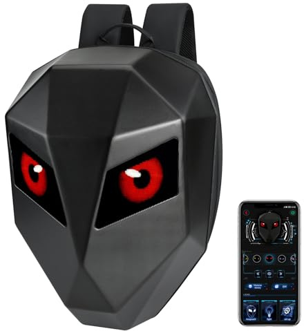 DABASHAN LED motorcykelryggsäck för män med gör-det-själv programmerbar helfärgsskärm, Svart, Back pack, Mode
