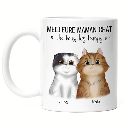 Kiddle-Design Katzenbesitzer Tasse Personalisiert Geschenk Katzenmama Katzenliebhaber Katzenmotiv Spruch Name Katzenfreund Haustier 2 Katzen