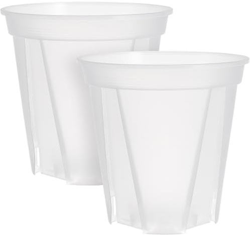 GANAZONO 2pcs Pots à orchidée de 24cm avec trous Pot De Fleur Transparent Planteur Pots De Pépinière Transparents Pots en Plastique pour Plantes Pots Jardin Clair Pon Cactus Rond PP Blanche