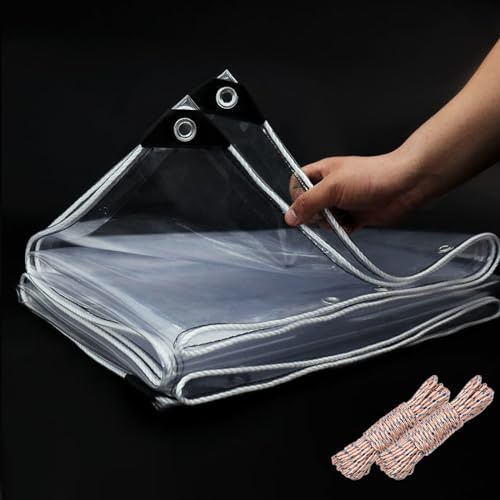 EASTARP 10'x12' 20 Mil Heavy Duty Clear Vinyl PVC Tarp,UV Resistant Glass Tarps Transparent Tarpaulin with Grommets&Reinforced Edges,Suit for Plant Greenhouse Balcony Garden Pet Hutch Roof,Full Size