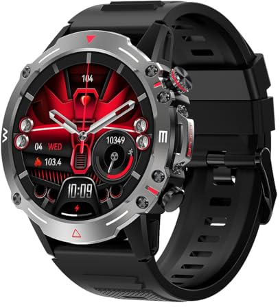 Armfit HULK Smart watch with AMOLED Always On Display Smartwatches for men, BT Calling Waterproof Fitness Watch with Heart Sleep Monitor for Android iOS (Black)