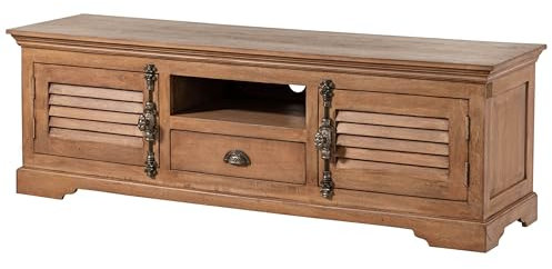 MASSIVMOEBEL24.DE | Toulouse TV-Board aus Massivholz #11 | aus Mangoholz - beige, geölt | 170x45x55 cm | 3 Fächer + 1 Schublade | Lowboard | Landhausstil