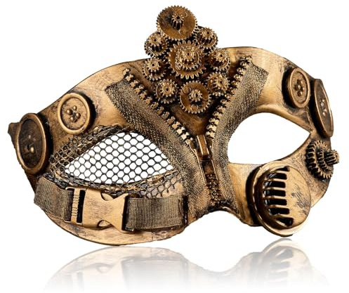 MYSEUNI Masque mécanique Steampunk 2024 - Masque de bal masqué pour homme - Pour fête, bal, Noël