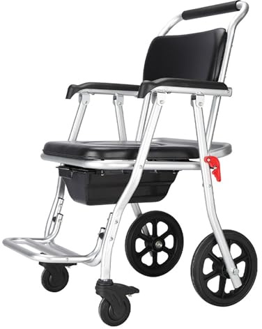 Ddasam Silla ruedas ducha Sillas de ruedas para ducha silla ducha personas mayores silla de inodoro plegable silla wc personas mayores Silla Orinal Portátil, para minusválidos, discapacitados