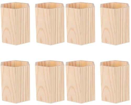 EXCEART Wooden Hexagonal Pen Holder with Single Compartment 3.5 Inch Desk Organizer for Office and Home Diy Painting and Graffiti
