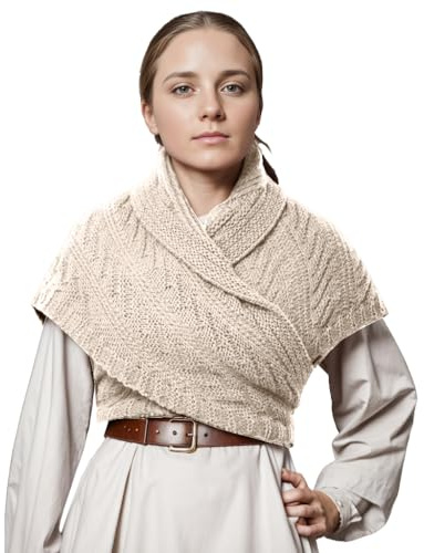 CAMDOM Women Winter Warm Scarf Medieval Vintage Knitted Cosy Wrap Shawl Ladies Gift for Mothers Day Sweater Triangular Scarves Cape