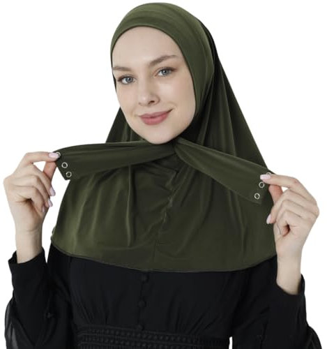 istanbul styles Hochwertiger muslimischer Hijab für Damen – eleganter Schal – dehnbar, langlebig, sofort zu tragen, intelligenter Hijab lässt sich leicht schließen, Grün , Standard