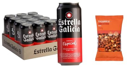 UBOON - Especial - Cerveza Lager Especial, Pack de 12 Latas de 33 cl, Sabor Ligero y Amargo, Aroma a Lúpulo, 5,5% Volumen de Alcohol + ¡Incluye un Cacahuete frito mezcla Mercadona de Regalo