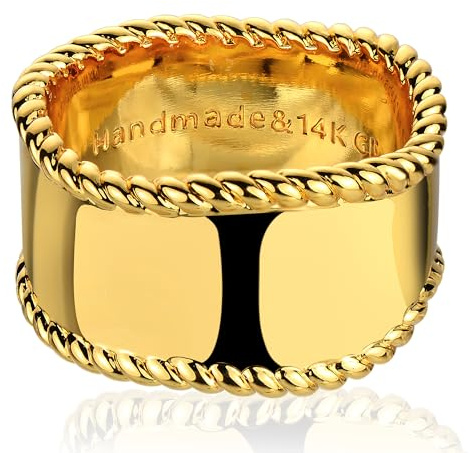 Jenosy 14K Vergoldete Ringe für Damen - Dicke Huggie Goldene Ringe - Hypoallergener Schmuck für Frauen und Mädchen - Größe 6-8
