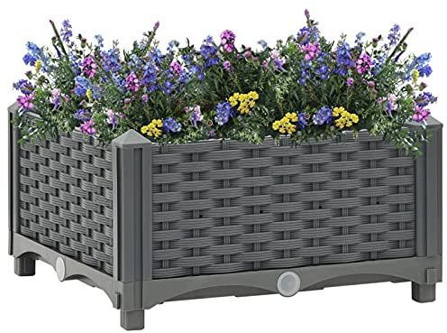 ZEYUAN Lit surélevé 40x40x23 cm Polypropylène,Bordure Pierre,Kit Gabion,Gabion Jardiniere