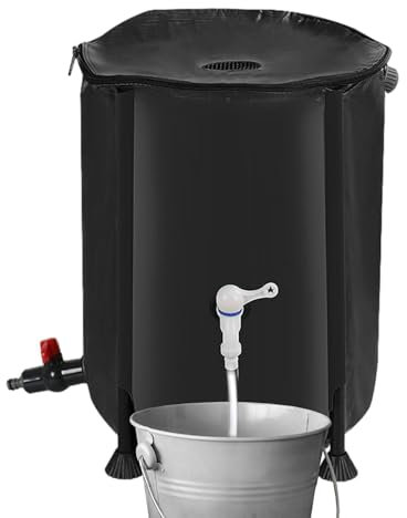 Contenitore per acqua piovana – 200 l, serbatoio 'acqua piovana portatile resistente alle intemperie, serbatoio 'acqua piovana con set di troppopieno, serbatoio per irrigazione, lavaggio auto,