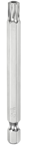 sourcing map T35 Embout Torx de sécurité 6,35 mm Tige hexagonale 7,6 cm de long en acier S2 Magnétique Inviolable Tête Torx avec trou pour perceuses de tournevis Retirez les vis de fixation