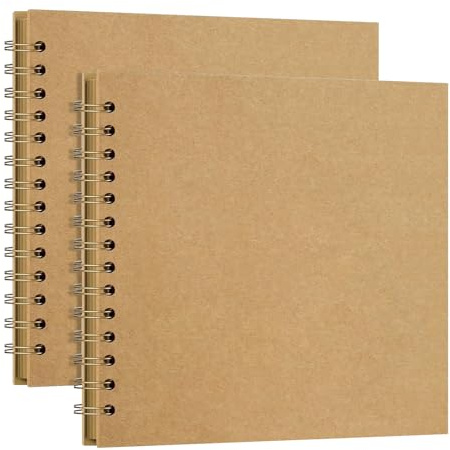 2 Pcs Fotoalbum zum Selbstgestalten und Einkleben, 20 Seiten Scrapbook DIY Spiralalbum, Gästebuch, zum Einkleben für Familien, Baby, Hochzeit, Jahrestag, Geburtstags Scrapbook Set (Braun 2-Pack)