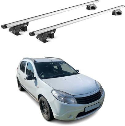OMAC Dachträger für Dacia Sandero Stepway 2010-2026 Aluminium Silber | TÜV geprüft, bis 90 kg Traglast, T-Nut-Befestigung, für Standard-Dachreling geeignet, Querträger, Grundträger