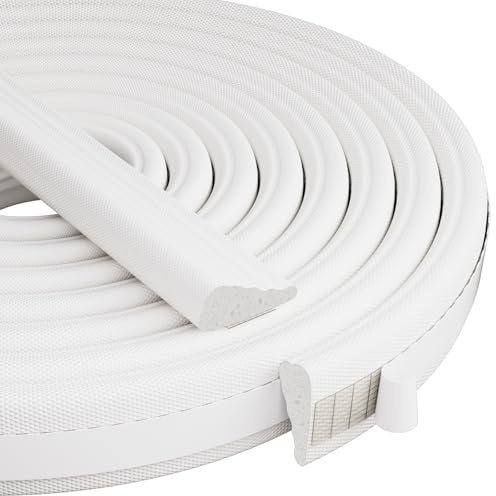 Esufeir 196/5m Wedge Door Frame Draft Excluder for Sliding Window,White | Self Adhesive,Draught Seal Foam Insulation Tape,Door Soundproofing Weather Sealing Window Draft Stopper Gap Blocker