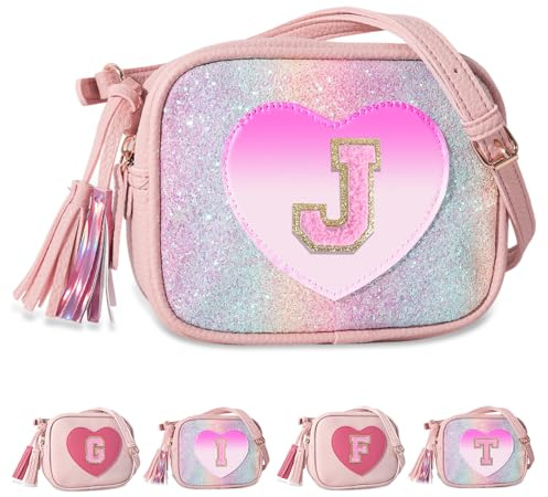 Personalized Toddler Purse for Girls 2–10, Cute Little Girl Purse & Kids Wallet, Small Initial Shoulder Crossbody Bag, Birthday & Christmas Gift for Daughter(Rainbow,J)