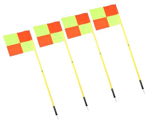 Fußball-Eckfahnen, 4 Stück, 2 Abschnitte, 1,5 M, Kunststoff-Eckfahnen-Set, Fußball-Flaggen, Sport-Fußball-Eckfahnen-Set mit 4 Quadratischen Flaggen für Fußballtraining Im Freien