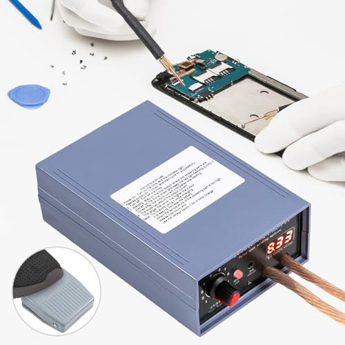 MEELRYD Poste à souder automatique 5000 W Soudeuse par points 2 en 1 automatique et pédale avec 10 vitesses réglables pour kit de machine à souder par points